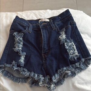 Vibrant Blue Distressed Jean Shorts